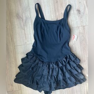 Free People Movement black ruffled athletic sleeveless romper XL Tennis
